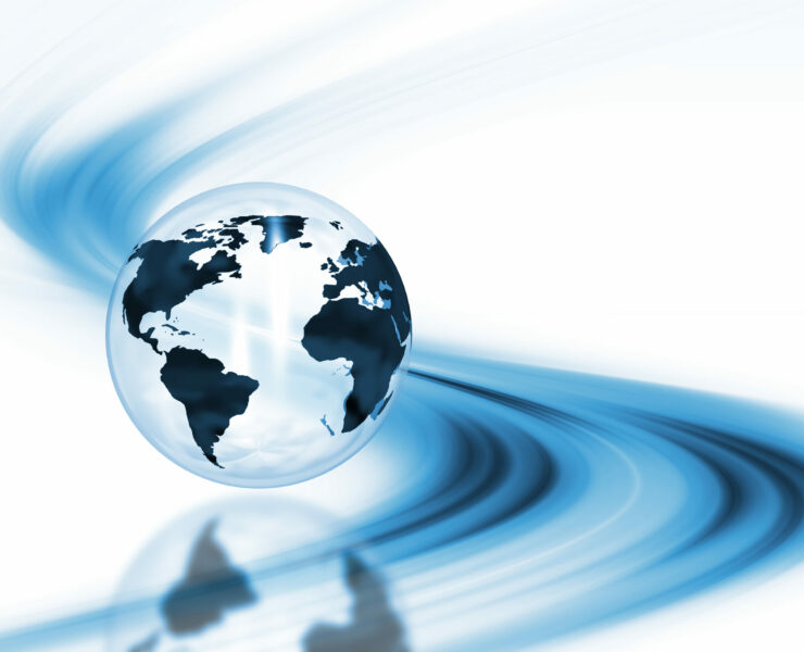 3D render of a globe on an abstract background